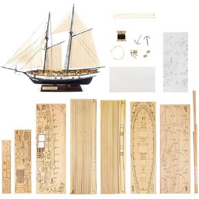 GAWEGM Wooden Ship Model Building Kit - 1/130 Harvey 1847 Sailboat Model for Collections
