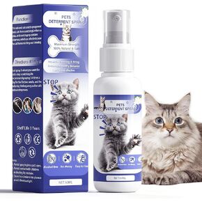 رذاذ ردع Cat Pray ، Nature & Safe Cat طارد للقطط الداخلي والخارجية ، رذاذ التفاح المريرة 50 مل للقطط ومساعدات التدريب على هريرة ، ردع Cat Scratch للأثاث ، الأريكة ، السجادة ، الستار