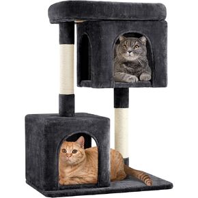 Yaheetech 33.5in Cat Tree Tower for Indoor Cats w/2 Cozy Plush Condos, Oversized Perch & Sisal Scratching Posts, Stable Cat Stand House for Large Cats & Pets in Kuwait