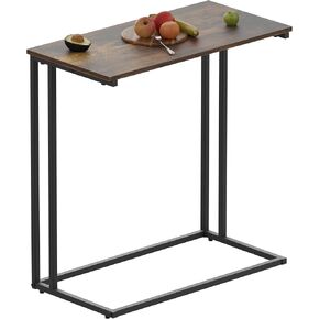 C Shaped End Table, Small Coffee Table with Metal Frame,TV Tray & Sofa Table for Couch and Bed,Nightstand for Small Spaces, Bedroom,Office, Industrial Style Side Tables Living Room