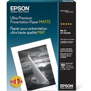Epson Ultra Premium Prection Paper Matte (8.5 × 11 بوصة ، 50 ورقة) (S041341) ، أبيض