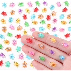200pcs Mini Resin Turtles 10 Colors Tiny Turtles for Crafts Glow in The Dark Miniature Turtle Dollhouse Micro Small Animals Figures for Fairy Garden Ocean Party Favor Landscaping Decoration