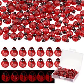 120 Pieces Mini Resin Ladybug, Luminous Tiny Ladybug Miniature Figurines for Fairy Garden Dollhouse Micro Landscape Decor, Micro Resin Animals Gifts for Birthday, Christmas, Party