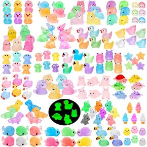 150 Pcs Luminous Mini Resin Animals 25 Styles to Hide Miniature Figurines Glitter Tiny Small Little Glow in the Dark Animal Figures for Dollhouse Micro Landscape Aquarium Fairy Garden DIY Decor