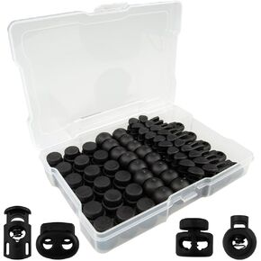 Paracord Planet Cord Lock Kits – 4 Styles of Cord Locks in a Clear Travel Case – Perfect for Drawstrings, Shoelaces, & More!