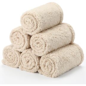 Peryiter 6 Pack Puppy Fluffy Blanket for Small Dogs with 450 GSM Fleece Fuzzy Pet Sherpa Throw Washable Calming Cat Hair Blankets for Kitten(16x24 Inches)