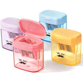 Mr. Pen- Pencil Sharpeners Manual, 4 Pack, Dual Hole, Colorful Pencil Sharpeners Handheld Pencil Sharpener