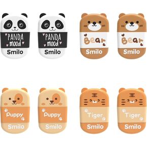 8 PCS Sharpeners قلم رصاص يدوي مع ممحاة ، 2 في واحد في ثقب واحد ، تشرج تلوين محمولة مع الأغطية وممحاة لمكتب مدرسة الأطفال (موضوع الحيوانات)