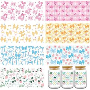 عيد الأم UV DTF - 8 صفائح ماما مشروبات القهوة UV DTF لفات لوزه 16 أوقية قهوة زجاجية ، MOM LEOPARD BOW TRANVERTING DIY ماء زجاجة شرس صناديق ديكور هدية العطلة للأمهات