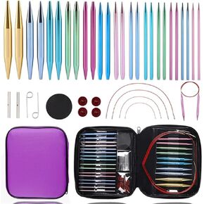 13 Pair Circular Knitting Needle Set 3.0~10.0mm, Aluminum Interchangeable Knitting Needles with Accessories & Case
