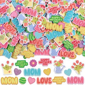 Durony 400 Pitch Happy Mother's Foam Stickers أنماط متنوعة من القلوب الرغوة ذاتية الزهور الأظرف المظلات ملصقات DOTS لـ DIY Craft ، Mother's Gift Cards Box Decoration Supplies