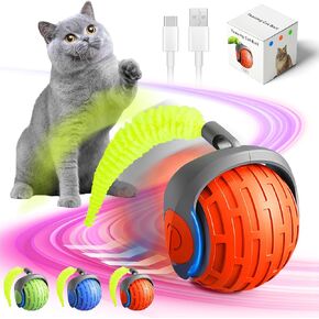 2025 ألعاب Cat Ball Toy Toy الجديدة التفاعلية للقطط الداخلية الدوارة ، كرات القطط المتحركة التلقائية للقطط البالغة بالملل ، 360 درجة تلقائيًا للكلاب الكهربائية/القطط التلقائية