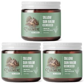Herb-Infused Beef Tallow Sun Balm SPF 30 with Premium Natural Fragrance (2oz) 65g | Non-Nano Zinc, | Grass-Fed, Pasture-Raised Beef Tallow from American Small Farms | Daily Use Organic Skin Moisturizer + Sunscreen | HandMade In USA