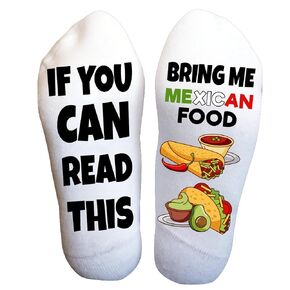 Funky Fun Socks With Sayings If You Can Read This, Bring Me Funny Socks - Novelty Gifts for Men, Women and Teens, Mexican Food Tacos, Burritos Socks