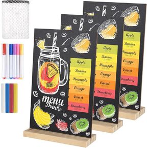 1 Pack Small Chalkboard Signs with Wood Stand 6 x 8 inch Tabletop Chalkboard Sign Double-Sided Message Menu Boards for Kitchen Wedding Bar and Restaurant
