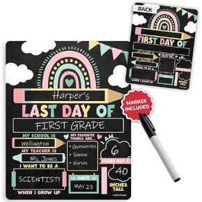 My Last Day of School Sign with Markers -11x14 Back to School Signs First and Last Day, Kindergarten Chalkboard Signs, Pre K Sign Board, Preschool Board, Reusable Photo Prop for Kids