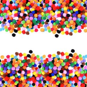 Enenes Mini Pom Pom, Assorted Pompoms for Craft Fuzzy Pompom Balls for Children DIY Supplies Creative Crafts Decorations (500 PCS, 0.6 INCH)