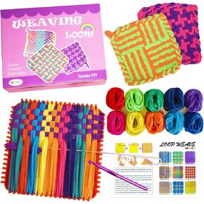 Tatahu Potholder Weaving Loof Kit - 300pcs قوس قزح حلقات إعادة ملء في 10 ألوان ، وجعل 8 من أصحاب الذروة للمبتدئين والفنون والحرف اليدوية DIY