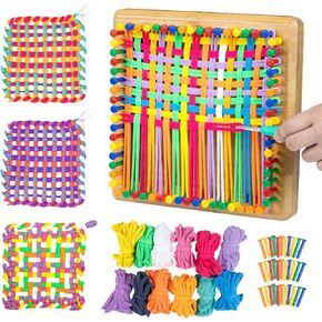 طقم Wodgod Weaving Loov ، مجموعة طقم خشبية للوحد للحشود المختلفة ، والفنون والحرف اليدوية DIY ، وهدايا مثالية لجميع الأعمار ، نشاط الحياكة البوتولدر السهل للمبتدئين (204 PCS/12 Color)