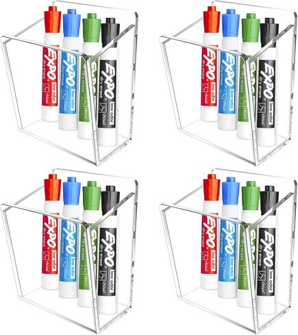 Magnetic Marker Holder for Whiteboard, Fridge, Locker, Adhesive Dry Erase Marker Organizer, Acrylic Pen Holder with 3M Transparent Tapes and Magnets, Clear Pencil Holder, 1 Pack in Saudi Arabia