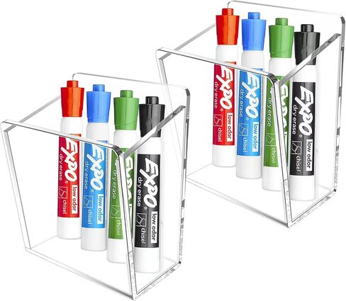 Magnetic Marker Holder for Whiteboard, Fridge, Locker, Adhesive Dry Erase Marker Organizer, Acrylic Pen Holder with 3M Transparent Tapes and Magnets, Clear Pencil Holder, 1 Pack in Saudi Arabia