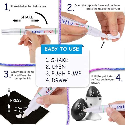 White Paint Pens marking pens Permanent Markers - 6 Pack Oil Based Waterproof Markers for Tire, Rubber,Wood, Rocks, Metal, Canvas,Plastic, Dark Surface,Craft office Supplies,Medium Point in Kuwait