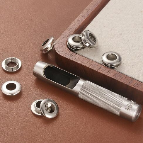 6 Sets Brass Grommets Kit Eyelets and Grommets 8mm Inside Hole Size with 12mm Leather Hole Punch Tool Handbag Purse Hardware Screw Grommets for Repair and Making Leather Crafts (Gold) in Saudi Arabia