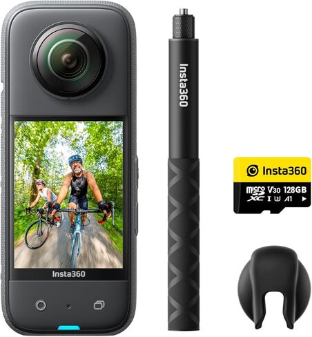 Insta360 X3 Bullet Time Kit - كاميرا أكشن 360 مع فيديو HDR نشط 5.7K 360، كاميرا أحادية العدسة 4K، مقاومة للماء، تثبيت حالة التدفق، شاشة لمس 2.29 بوصة، تحرير AI، للدراجات النارية، الرياضات الشتوية in Saudi Arabia
