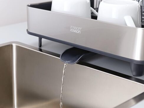 Joseph Joseph Extendable Dish Drying Rack with Dual Parts - Stainless Steel, Non-Scratch, Movable Utensil Drainer & Drainage Spout, Gray in Saudi Arabia
