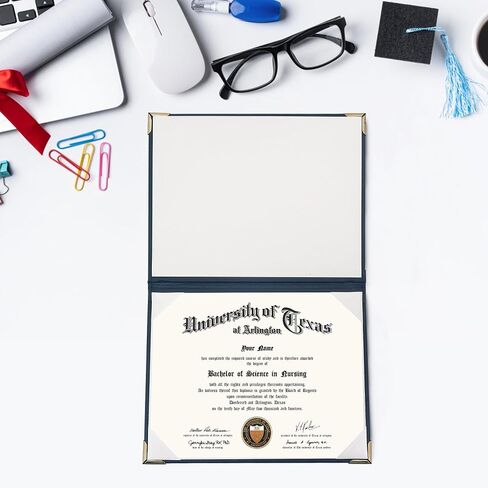 GraduationMall 7"x9" Smooth Padded PU Diploma Cover Certificate Holder with 4 Metal Corner Black in Saudi Arabia