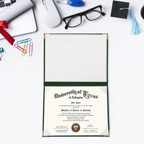 GraduationMall 7"x9" Smooth Padded PU Diploma Cover Certificate Holder with 4 Metal Corner Black in Kuwait