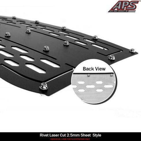 APS متوافق مع Chevy Silverado 2500 HD 3500 HD 2015-2019 المصد السفلي من الفولاذ المقاوم للصدأ شبكة مقطوعة بالليزر باللون الأسود مع مسامير مسمارية وإدراج شبكة LED CL6319L in Saudi Arabia