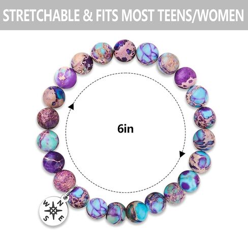 Kindergarten Graduation Gifts – Elegant Imperial Jasper Bracelet with Compass Charm, Perfect for Girls Class of 2025, Stretchable Design, Includes Funny Graduation Box & Bless Card in Kuwait