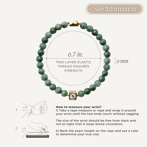 سوار Jade Bangle للنساء - كارما جيدة وسوار الحظ مع حبة فاصل القمر المطلية بالذهب 18K - الوئام والازدهار - Jadeite Jood June Birthstonet (6 مم حبات اليشم الحقيقية) in Kuwait