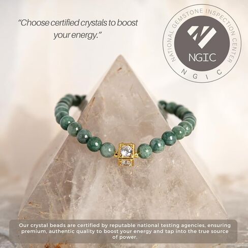 سوار Jade Bangle للنساء - كارما جيدة وسوار الحظ مع حبة فاصل القمر المطلية بالذهب 18K - الوئام والازدهار - Jadeite Jood June Birthstonet (6 مم حبات اليشم الحقيقية) in Kuwait