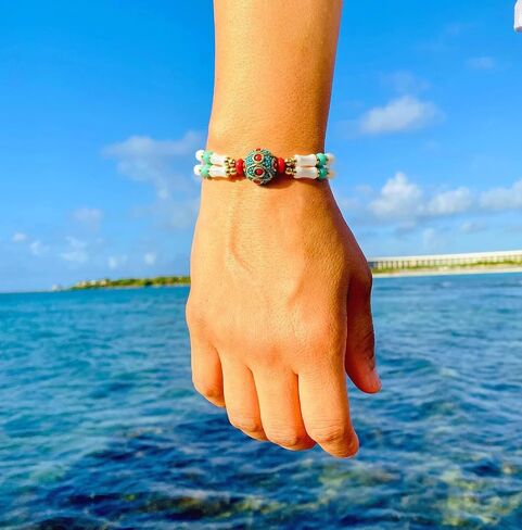Starain Super Cute Bead Bracelets for Women Handmade Beach Multicolour Stone Boho Beaded Bracelet 8 inch Adjustable in Saudi Arabia