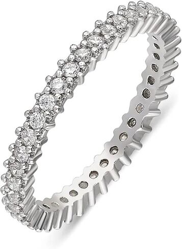925 sterling Silver Edernity خاتم الخطوبة القابل للتكديس ، جولة مكعب الزركونيا عود الوعد الفرقة ، الفرقة الأبدية للنساء ، خاتم الأبدية الكامل للنساء (الذهب ، 7) in Saudi Arabia