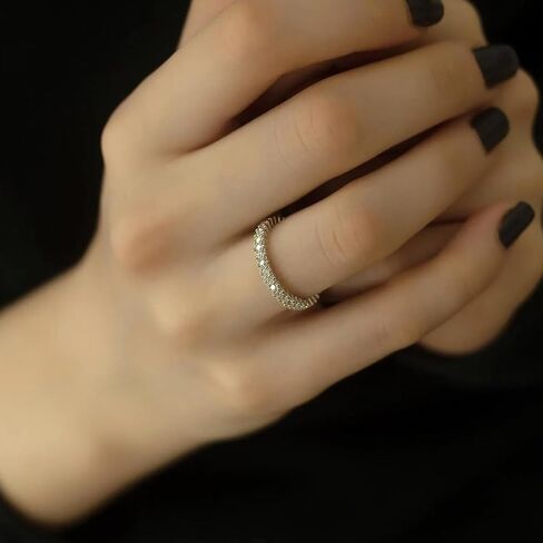 925 sterling Silver Edernity خاتم الخطوبة القابل للتكديس ، جولة مكعب الزركونيا عود الوعد الفرقة ، الفرقة الأبدية للنساء ، خاتم الأبدية الكامل للنساء (الذهب ، 7) in Saudi Arabia