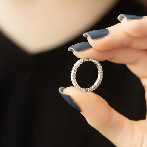 925 sterling Silver Edernity خاتم الخطوبة القابل للتكديس ، جولة مكعب الزركونيا عود الوعد الفرقة ، الفرقة الأبدية للنساء ، خاتم الأبدية الكامل للنساء (الذهب ، 7) in Saudi Arabia