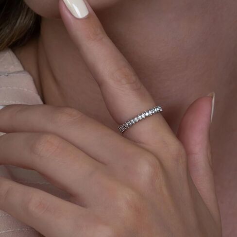 925 sterling Silver Edernity خاتم الخطوبة القابل للتكديس ، جولة مكعب الزركونيا عود الوعد الفرقة ، الفرقة الأبدية للنساء ، خاتم الأبدية الكامل للنساء (الذهب ، 7) in Saudi Arabia