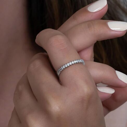 925 sterling Silver Edernity خاتم الخطوبة القابل للتكديس ، جولة مكعب الزركونيا عود الوعد الفرقة ، الفرقة الأبدية للنساء ، خاتم الأبدية الكامل للنساء (الذهب ، 7) in Saudi Arabia