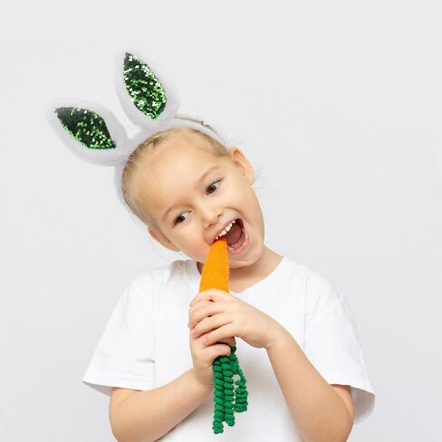 Jing xin 2PCS Sequin Bunny Ears Headbands White Rabbit Ears Headband Easter Bunny Hat for Women Party Costume in Kuwait