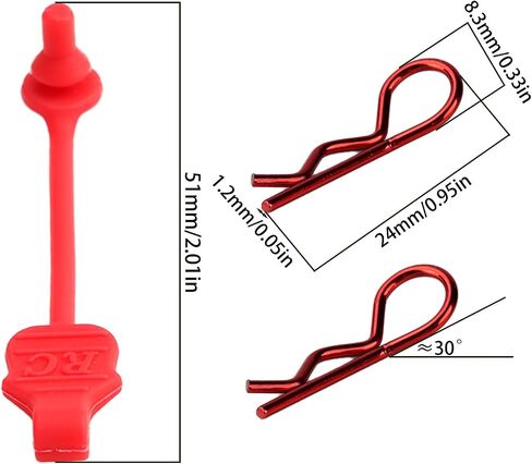 8PCS TGCWENG Universal RC Body Clips w/Pull Tabs Car Clips R Clips for All 1/10 1/12 Scale TRX4 Losi HPI Arrma Kyosho Himoto RC Car Truck Crawler Body Shell Upgrades (1.2mm Red Clips+Red Pull) in Saudi Arabia