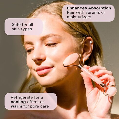 Rose Quartz Face Roller - Relaxation Gifts for Women, Skin Care Tools for Fine Lines and Wrinkles, Teenage Girl Gifts, Beauty Gift Ideas, Face Massager Tools, Facial Tools, Self Care Gifts for Women in Kuwait