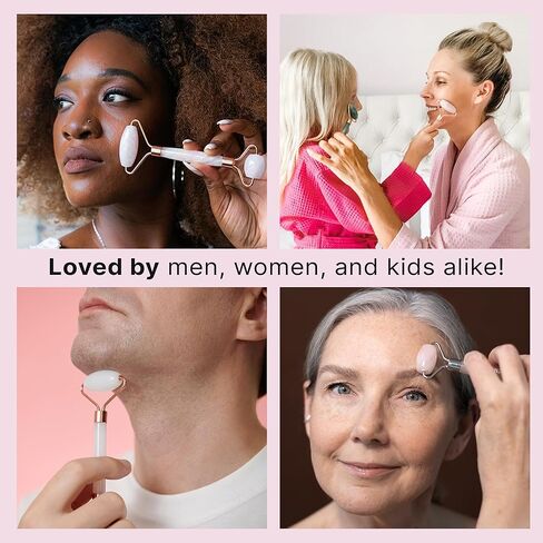 Rose Quartz Face Roller - Relaxation Gifts for Women, Skin Care Tools for Fine Lines and Wrinkles, Teenage Girl Gifts, Beauty Gift Ideas, Face Massager Tools, Facial Tools, Self Care Gifts for Women in Kuwait