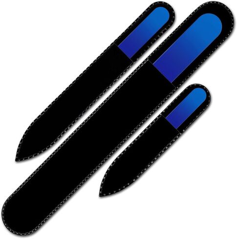 Glass Nail File - Mont Bleu Premium Set of 3 Crystal Nail Files in Pouch - Handmade Gifts - Best Glass Nail Files for Natural Nails - Washable Double Sided Nail File - Etched Nail Files in Kuwait
