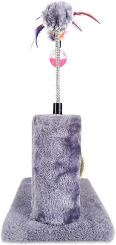 Multifunctional Cat Scratching Posts for Indoor Kittens,Cat Scratching Pads for Play and Activity,Scratching Posts with Feather Toys and Spring Hanging Balls,Grey in Saudi Arabia