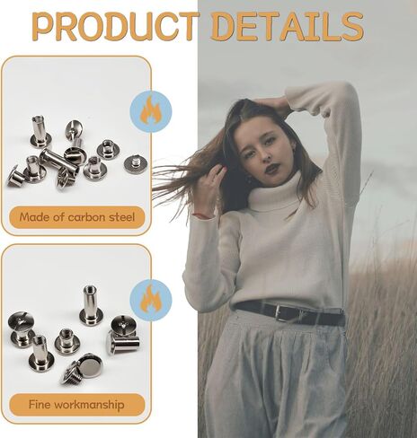 zDwfDc 115Sets Chicago Screws for Leather Rivet Kit M5*4, 5, 6, 8, 10, 12, 15 Bronze Brass Rivets for Leather Tools DD031-GT in Kuwait