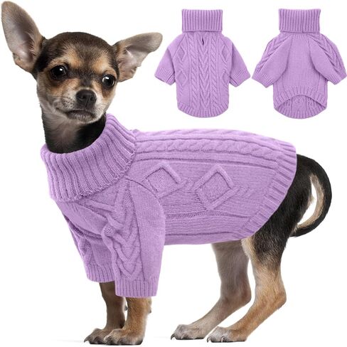 Kuoser Large Dog Sweater, Christmas Thanksgiving Dog Sweaters for Medium and Large Dogs, Turtleneck Warm Girl Dog Sweater, Dog Knitswear Winter Dog Clothes for Bulldog, Shiba Inu, French Bulldog in Saudi Arabia
