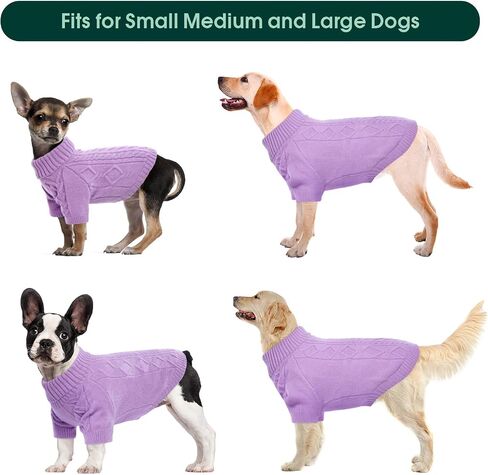 Kuoser Large Dog Sweater, Christmas Thanksgiving Dog Sweaters for Medium and Large Dogs, Turtleneck Warm Girl Dog Sweater, Dog Knitswear Winter Dog Clothes for Bulldog, Shiba Inu, French Bulldog in Saudi Arabia